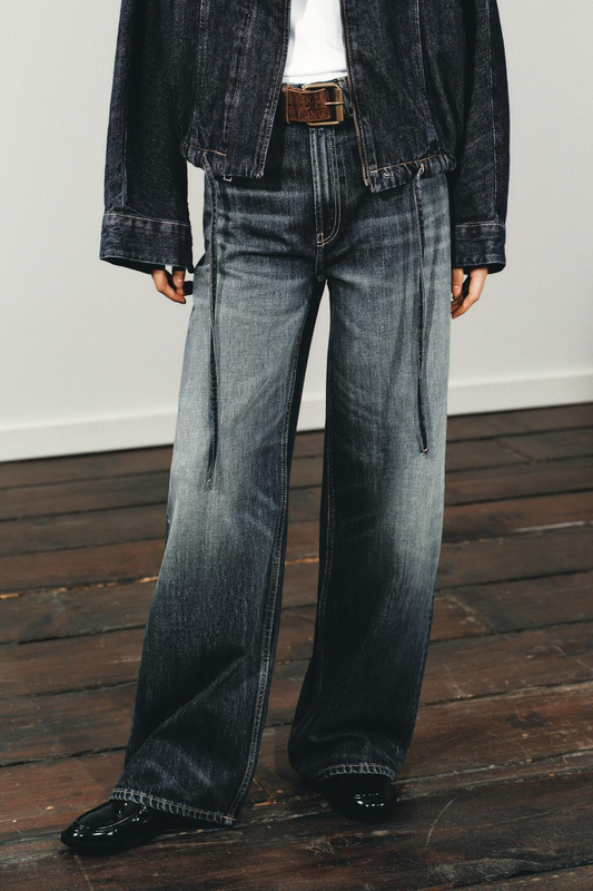 JEANS EXTRA ANCHO DE PERNERA DE CINTURA ALTA