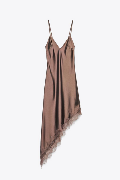 VESTIDO DE SATÉN CON ENCAJE